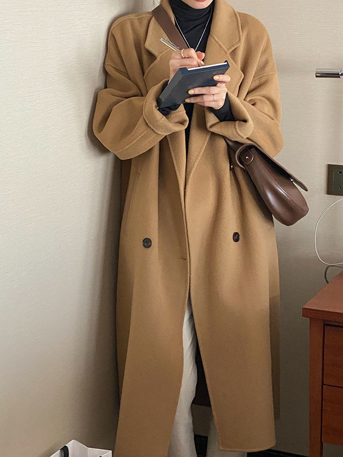 双面大衣女中长款2022新款韩版秋冬宽松洋气羊毛呢外套冬详情15