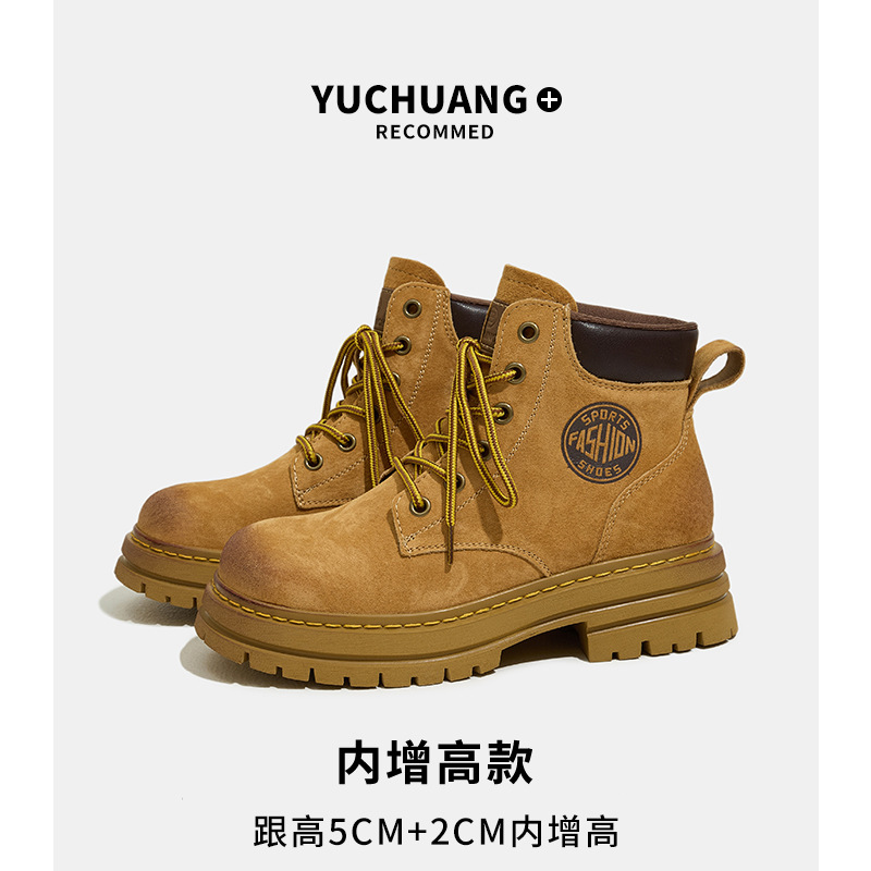 欧洲站马丁靴女2023秋季新款软皮软底复古女短靴牛反绒磨砂工装靴详情2