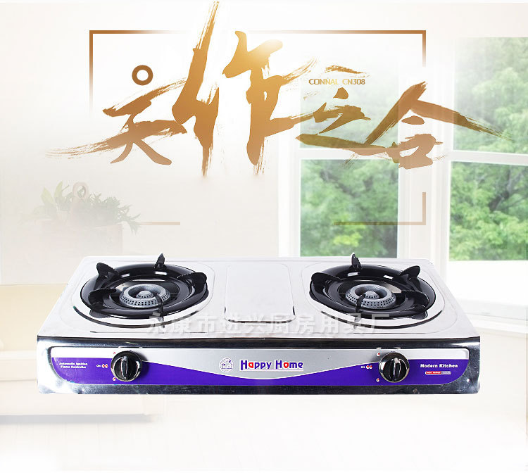 不锈钢蜂窝炉头双灶燃气灶台嵌入 易清洗家用燃气双灶炉具批发详情2
