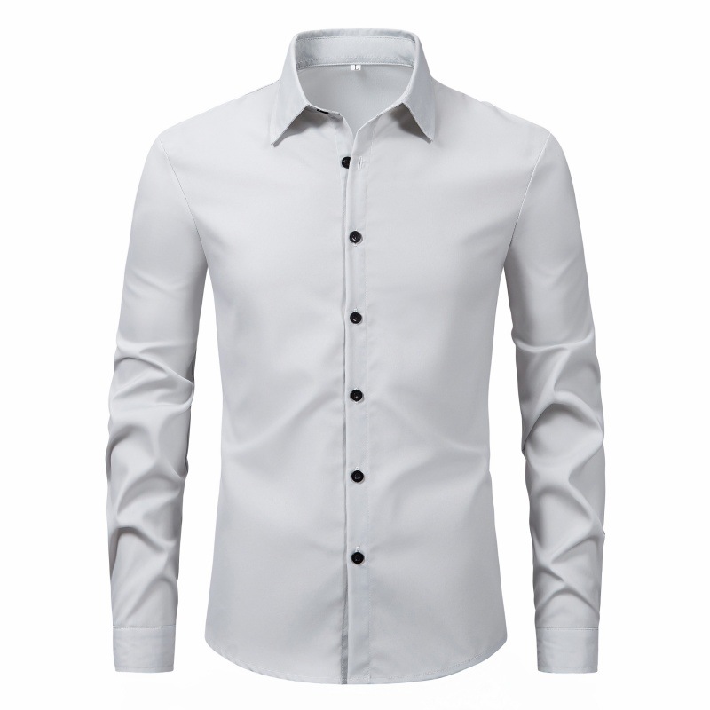 2024 comercio exterior europa y Estados Unidos nueva camisa de hombre moda transfronteriza estilo slim color sólido manga larga hombre top camisa pic 13