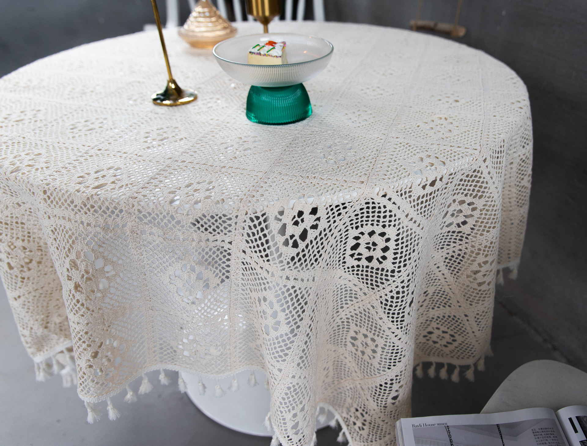 Korean hollowed-out crochet cotton thread woven tablecloths, square cultural art cross-border cover tablecloths, Taiwanese lace table MATS pic 11