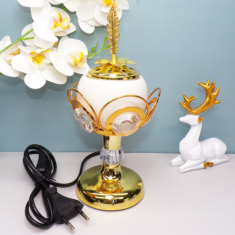 Middle Eastern-style ceramic crystal incense burner, electric heating incense burner, essential household handicrafts and decorative items, incense burner pic 7