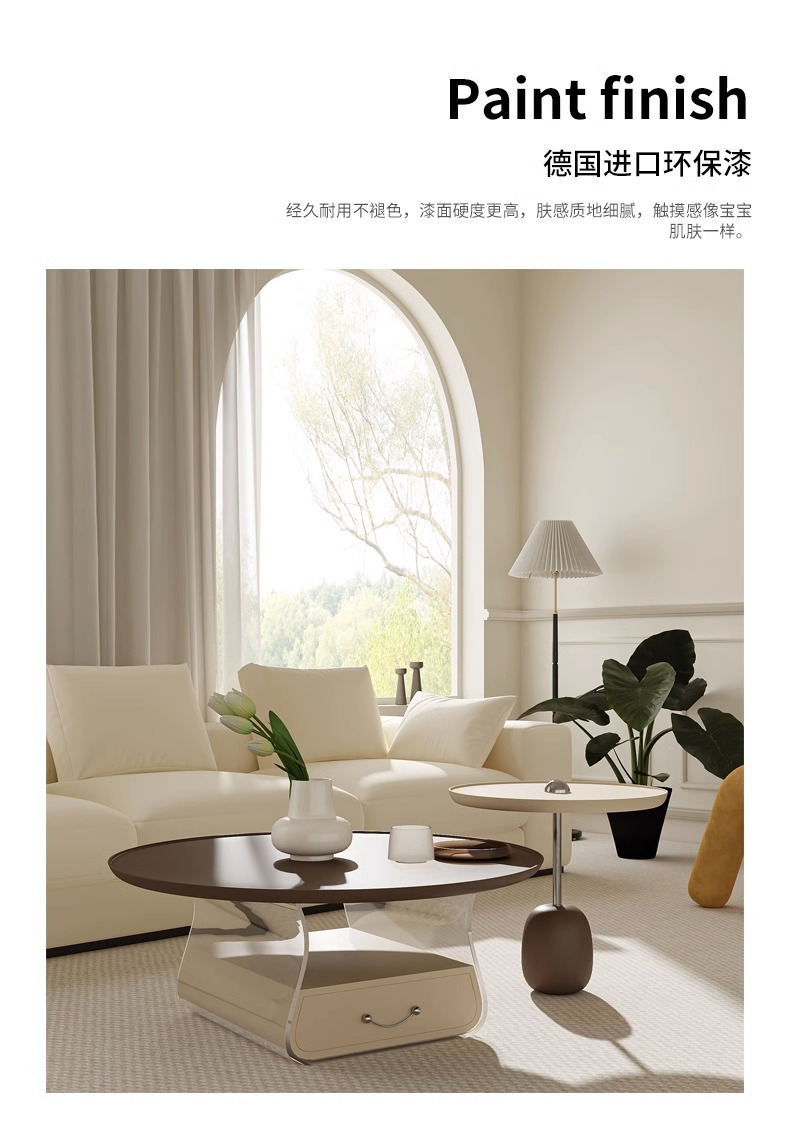 奶油风圆形茶几小户型客厅家用简约现代小红书同款法式亚克力茶几详情13