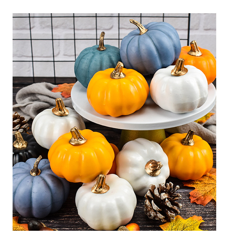 Simulated pumpkin models, colorful pumpkin ornaments, decorative props, vegetable cabinets, display photography, early education props pic 6