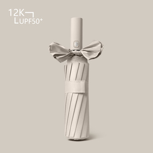 New 12-bone black rubber fully automatic umbrella folding business umbrella three-fold sunshade and protection 嗮 sun umbrella advertising umbrella pic 13