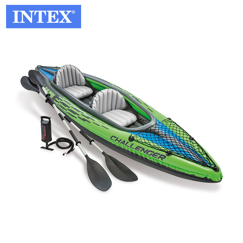intex 68306 Double Inflatable Boat Challenger Two-person Boat Group Rubber Kayak Assault Rescue Drift Boat pic 1