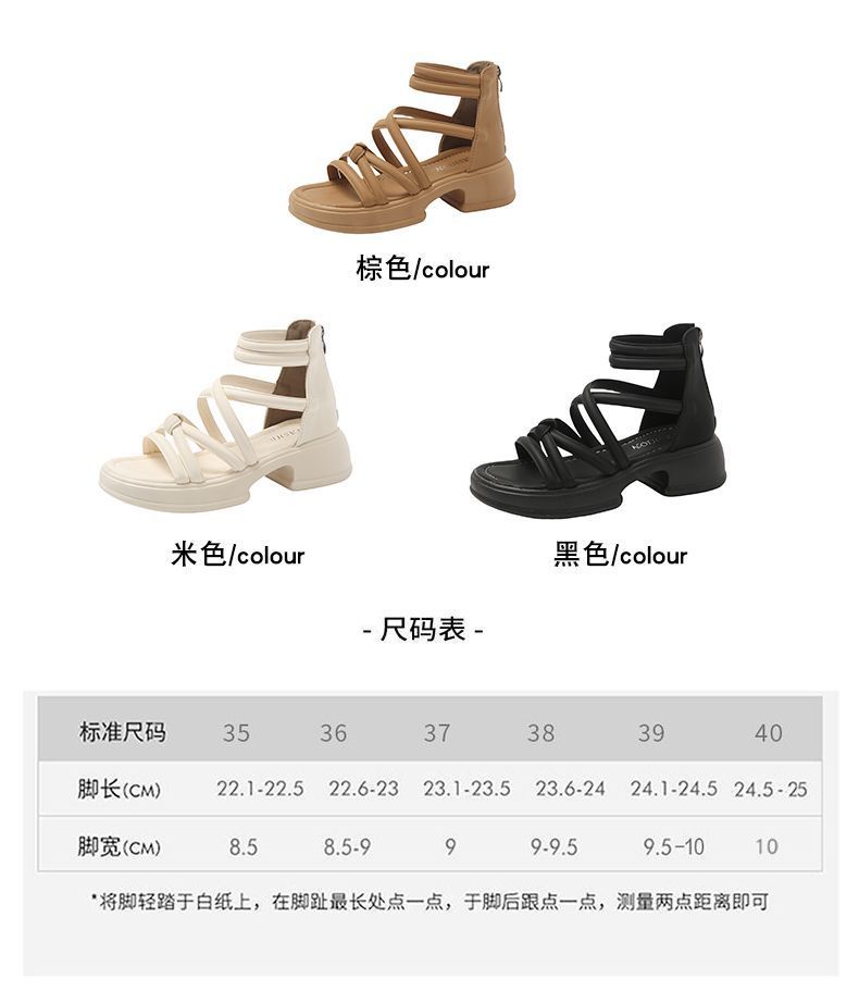 罗马凉鞋女夏季2024年新款平底防滑外穿沙滩鞋百搭黑色缕空凉靴潮详情2