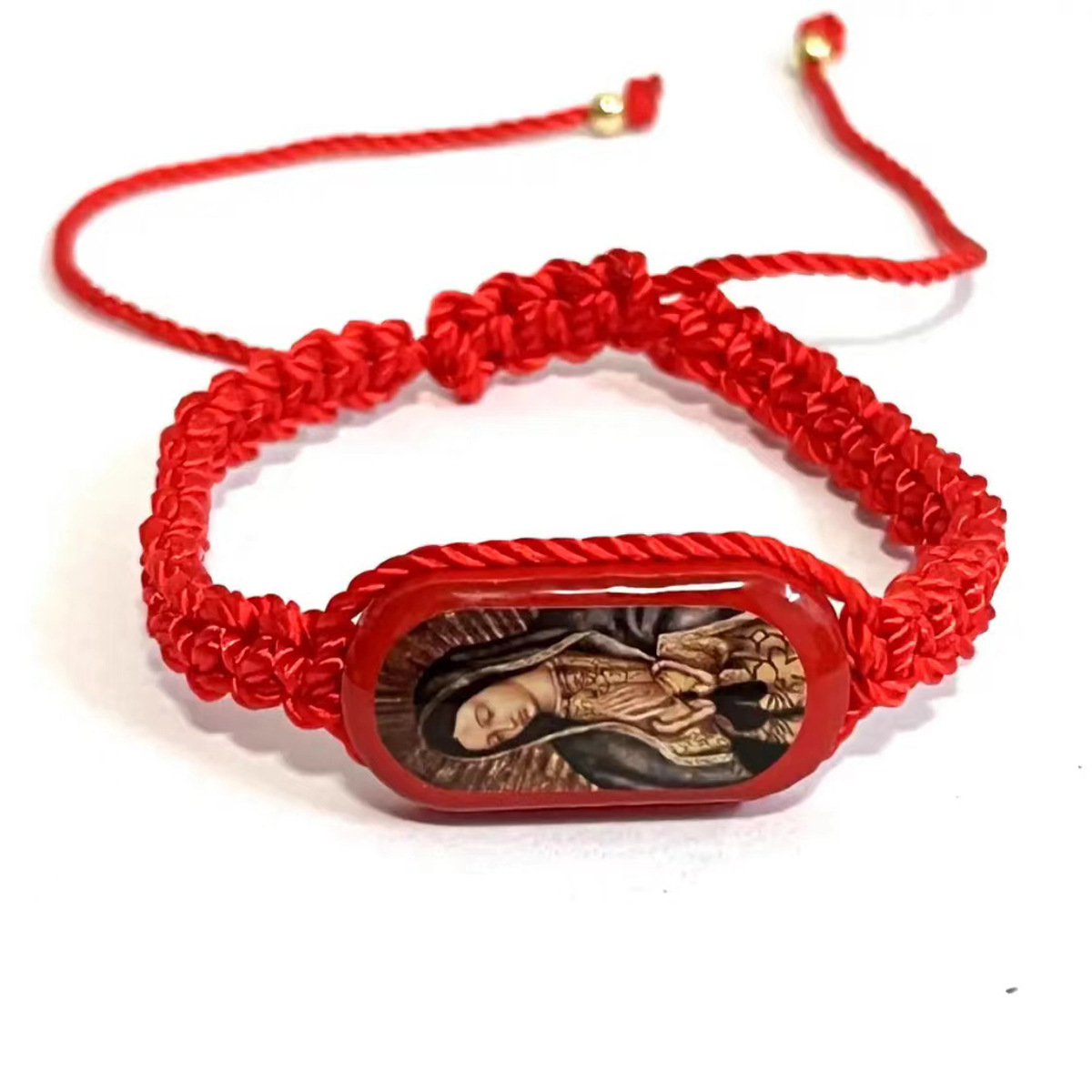 Amazon cross-border best-selling oval-shaped wooden oil-dripping Virgin Mary woven bracelet pic 6