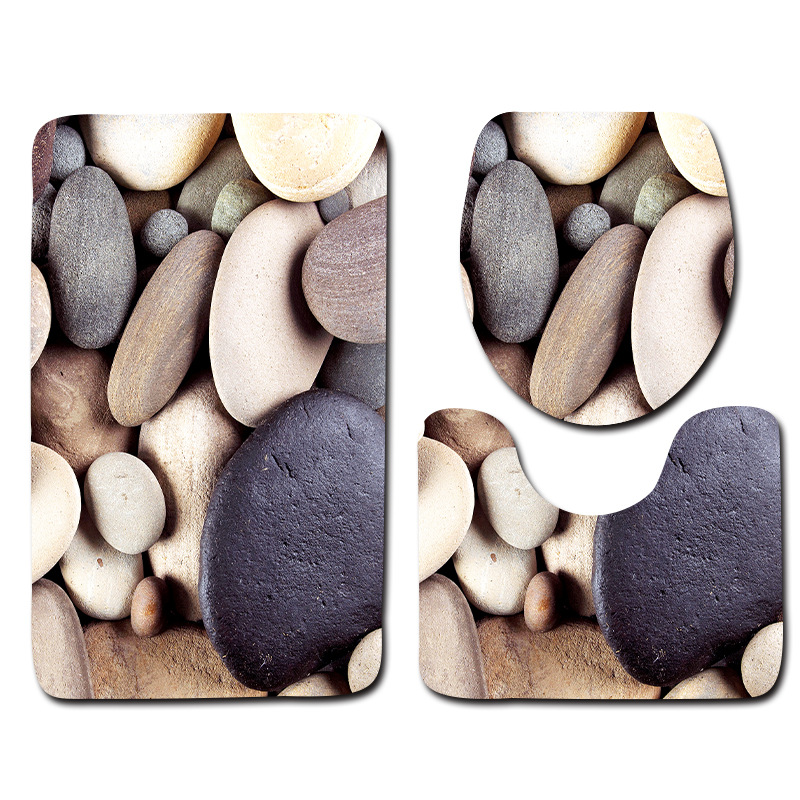 Beach series toilet floor mat three-piece set, bathroom three-piece set, carpet door mat, ebay cross-border Amazon current stock pic 9