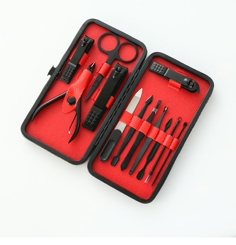Black nail clipper set of 12 pieces, high-carbon steel nail clippers, contouring set, custom nail and manicure tools, shanilak pic 2