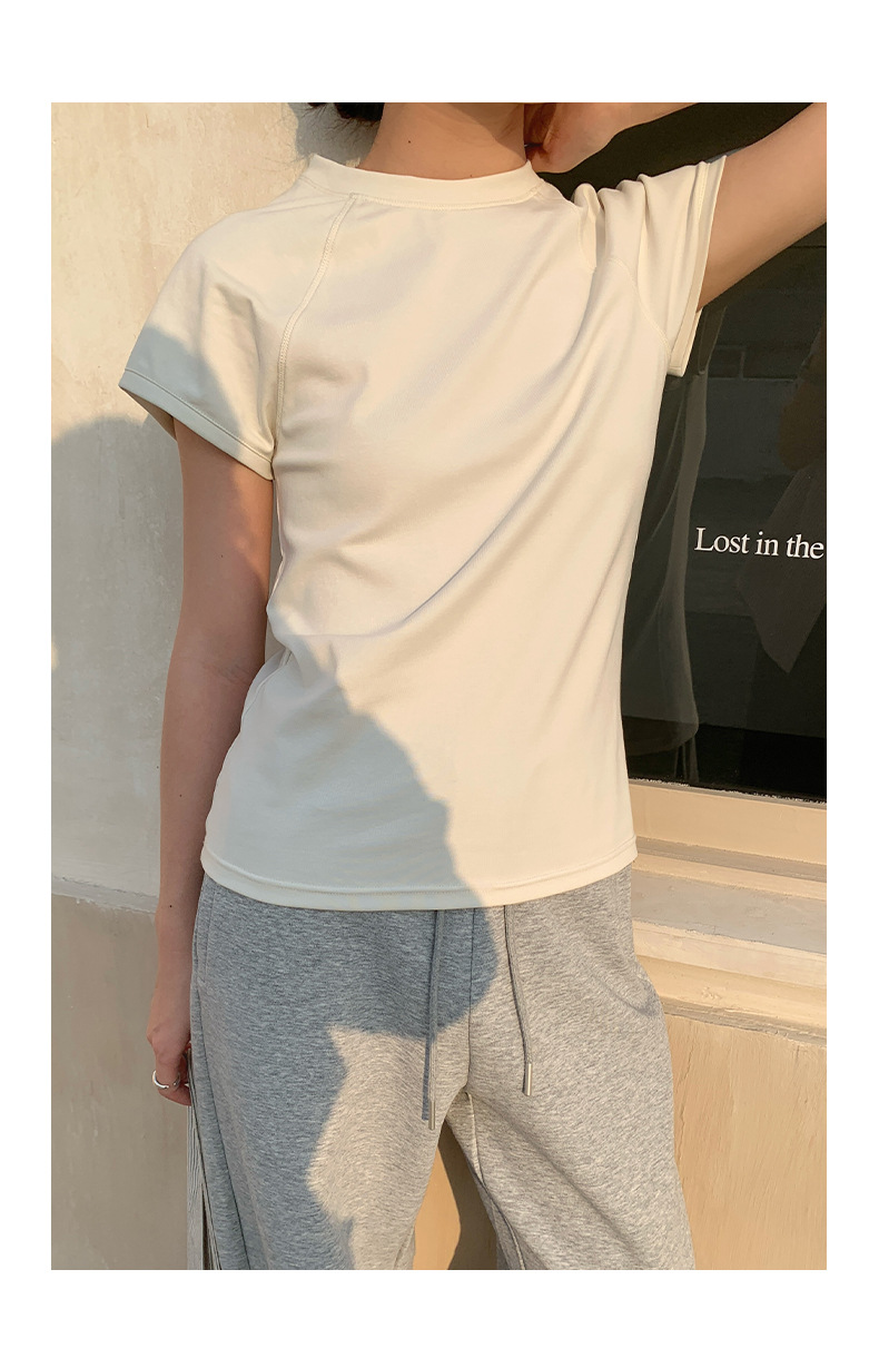 【7色可选】圆领净版短袖T恤女2025春夏新款韩版休闲百搭上衣T026详情18