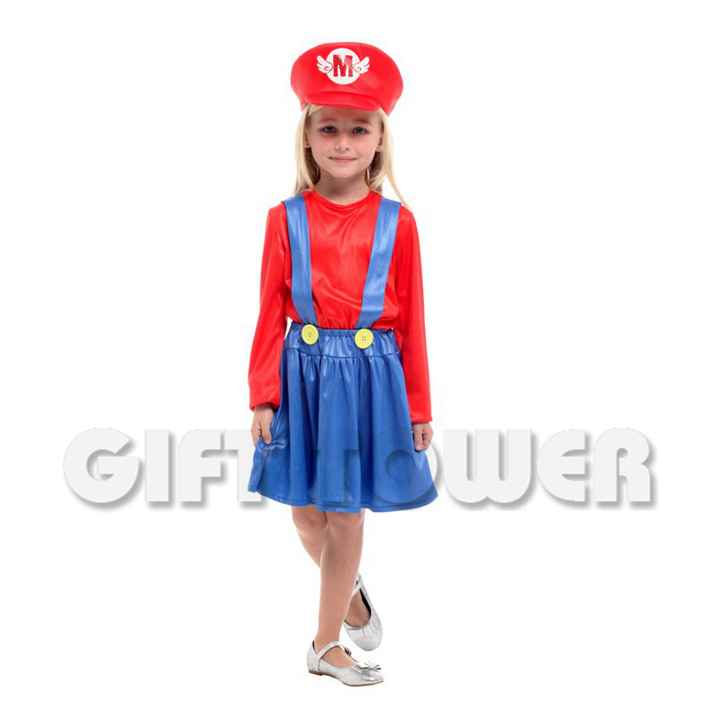 超级玛丽马里奥套装小女水管工舞台表演服装 儿童超人动物猪e道服G-0258 舞台服、表演服详情1