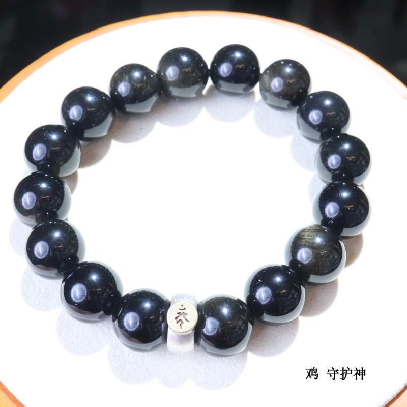 The 12 zodiac guardian deity zodiac year bracelet, the eight guardian deities Obsidian S925 silver bracelet pic 14