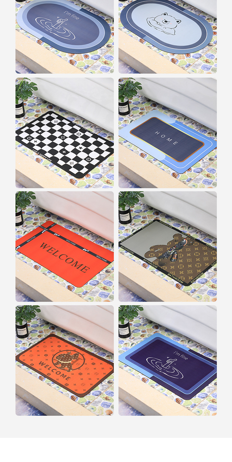 【 Manufacturer 】 Diatom mud absorbent mat, bathroom and toilet door foot mat, anti-slip floor mat, washroom and toilet carpet pic 9