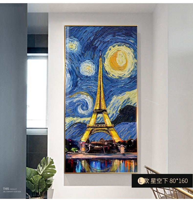 梵高玄关装饰画名画现代简约走廊竖版壁画麦田油画星空丰收挂画详情9