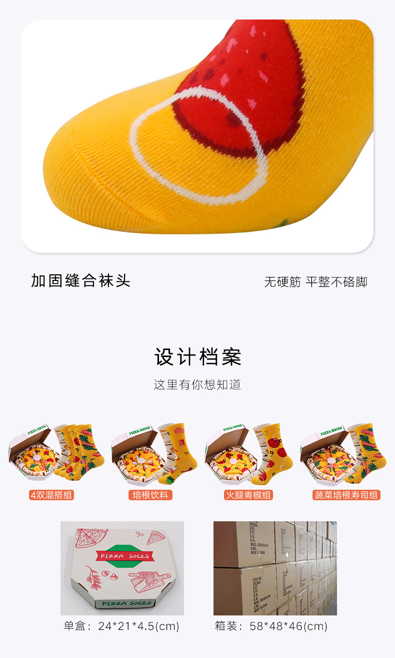 Pizza socks披萨礼盒袜子亚马逊爆款中筒男女搞怪情侣袜圣诞礼盒详情10