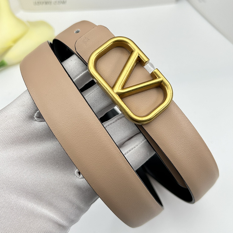 女士真皮细腰带小V字母扣打孔皮带装饰搭配连衣服韩版百搭裤袋详情4