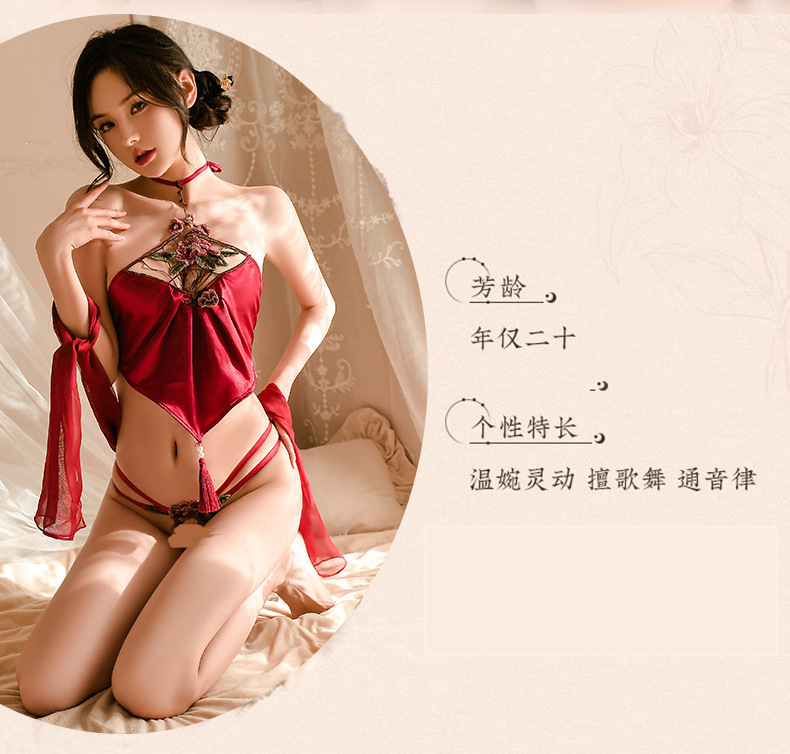 情趣内衣新年古风睡裙激情透视肚兜制服复古汉服诱惑性感睡衣套装详情12