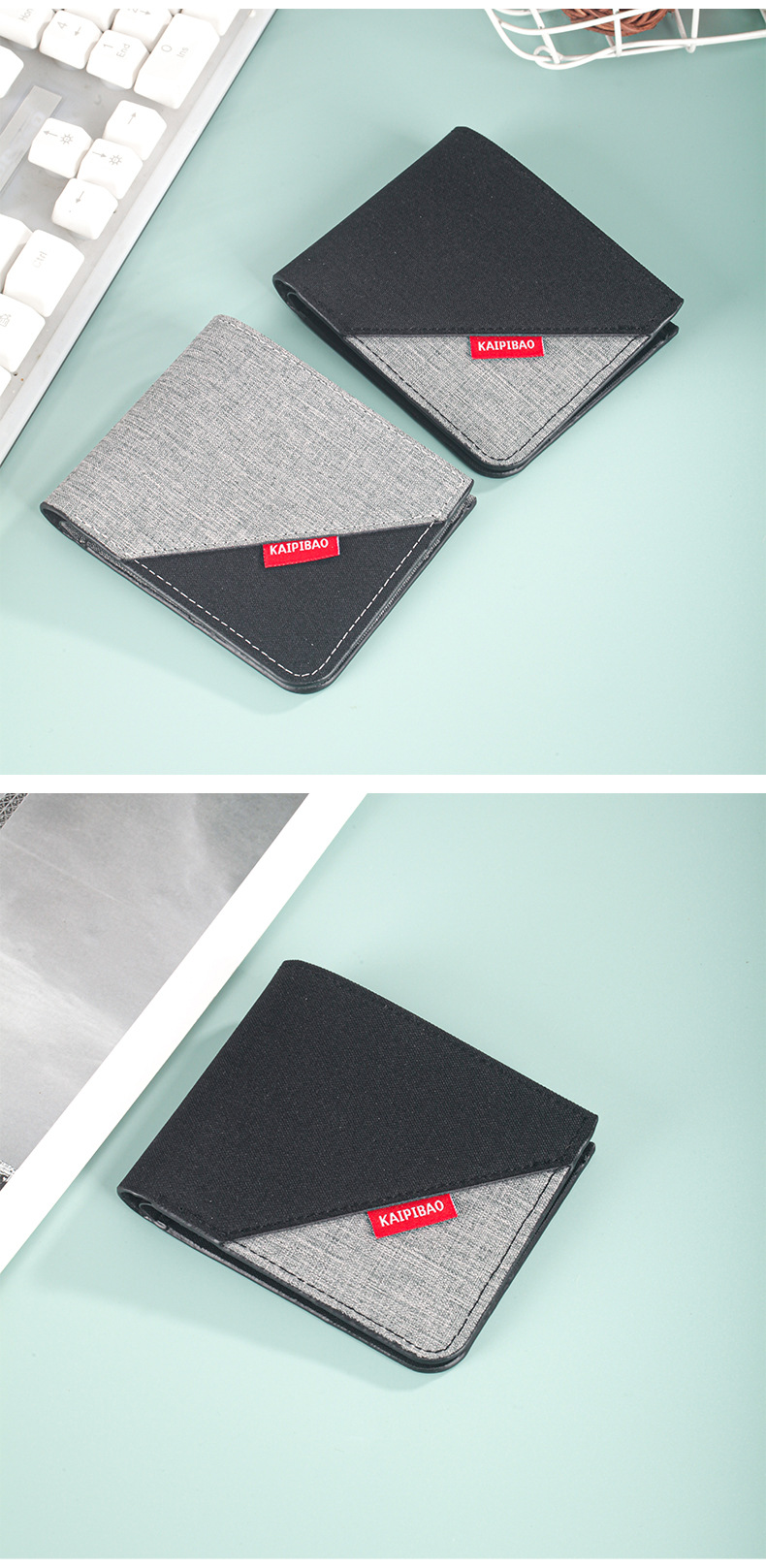 男士短款帆布钱包男小钱包男款皮夹男式超薄钱夹卡包批发详情10