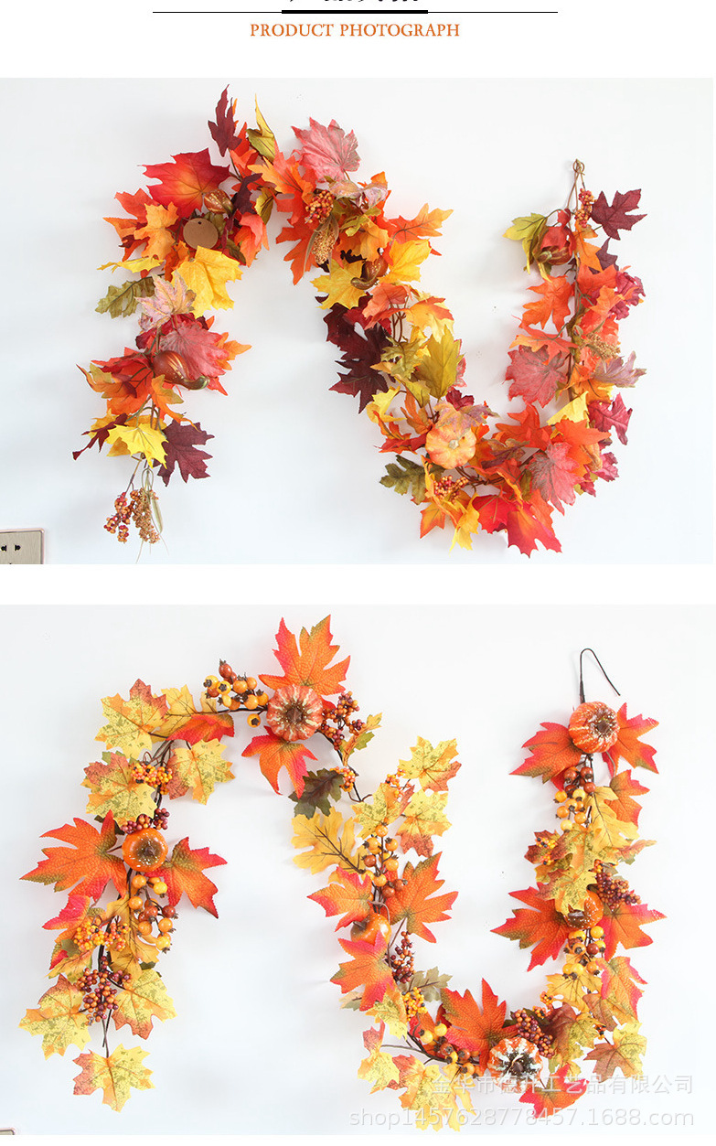 Desheng Cross-border E-commerce Factory Direct Sales, grateful for the harvest, Halloween supply, autumn maple leaves, pumpkins, willow leaves, and vines pic 4