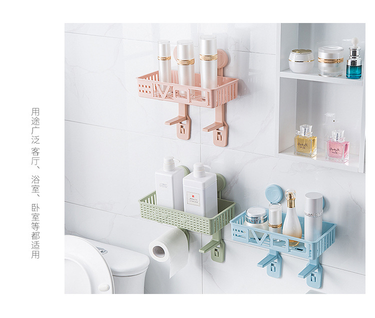 Wall-mounted bathroom double-layer toilet storage rack, plastic wall-absorbing storage rack, non-drilling bathroom and kitchen storage rack pic 15