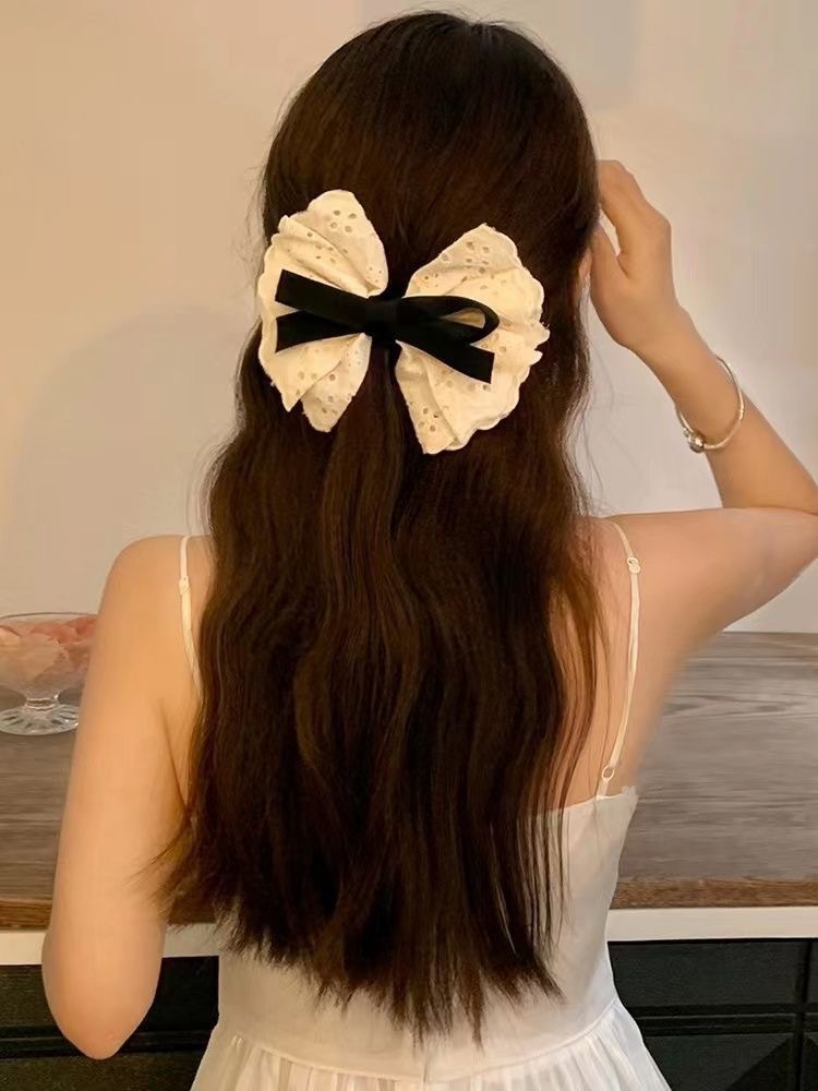 优雅气质超仙镂空蕾丝蝴蝶结发夹女网红新款后脑勺低马尾夹子详情5