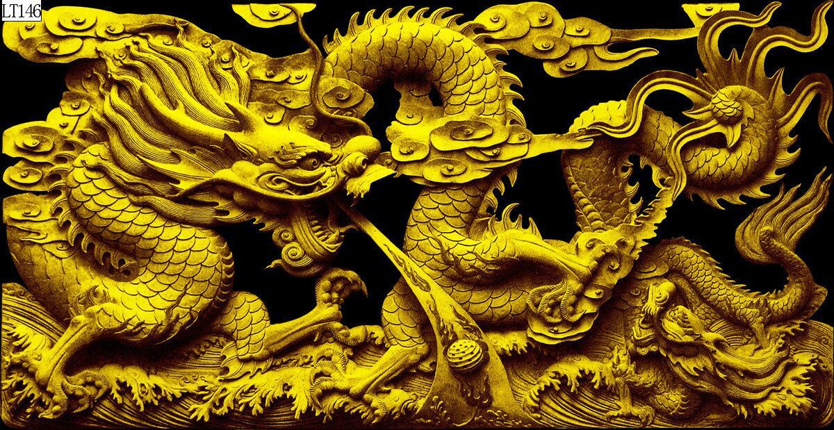 Fish tank aquarium decorative landscape background painting, pp material without glue, dragon background painting, two dragons playing with a pearl, dragon Roaming the world painting pic 39