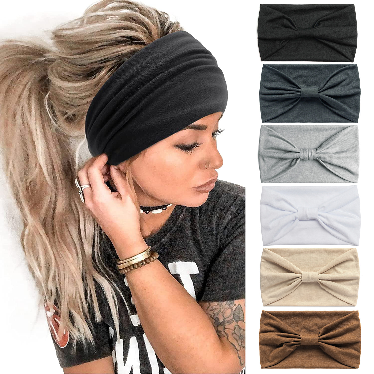 European and American solid-color elastic sports hair band, yoga hair band, anti-sweat and sweat-absorbing maca headband, waist wrap hair band for women pic 12
