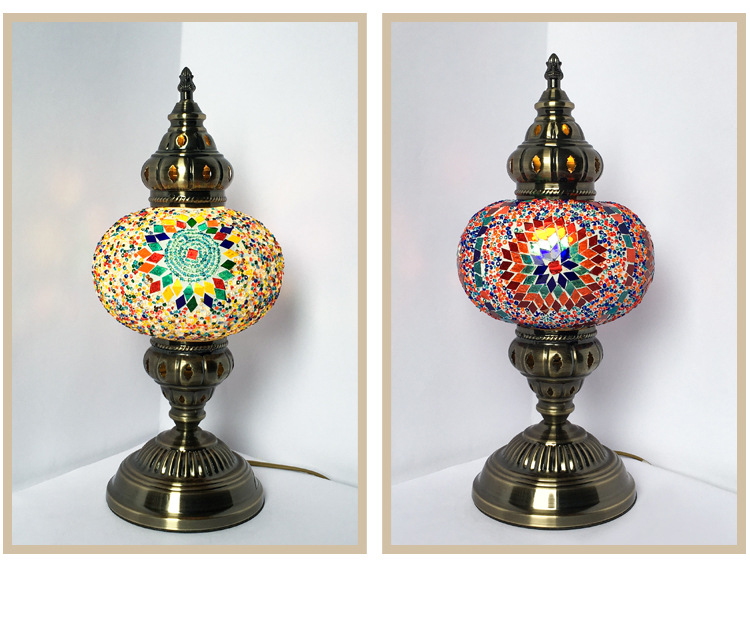 Qianlian Creative Decorative table Lamp, living room, bedroom, Western cuisine, bar counter, retro romantic glass lamp, Turkish table lamp pic 6