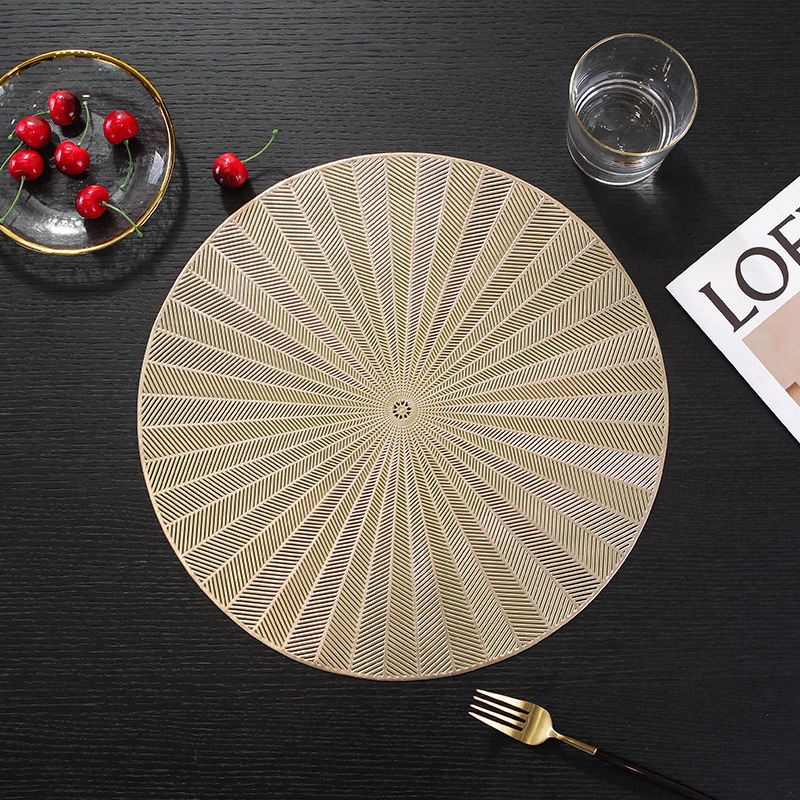 Womei European-style light luxury round table mat ins simple PVC hollowed-out waterproof, heat-resistant, oil-resistant, anti-slip, wear-resistant and heat-insulating tablecloth Western table mat pic 5