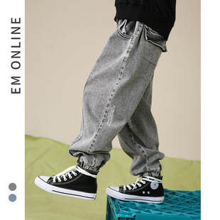 童装男童牛仔裤春秋款2022儿童一体绒裤子中大童秋冬加绒宽松韩版详情29