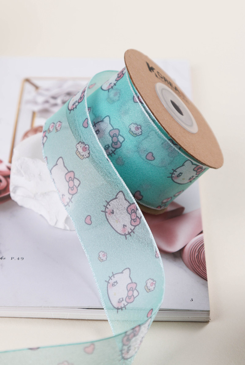 Cute Hello Kitty chiffon, printed webbing, DIY handmade hair accessories, flowers, gift packaging, clothing, bow accessories pic 9