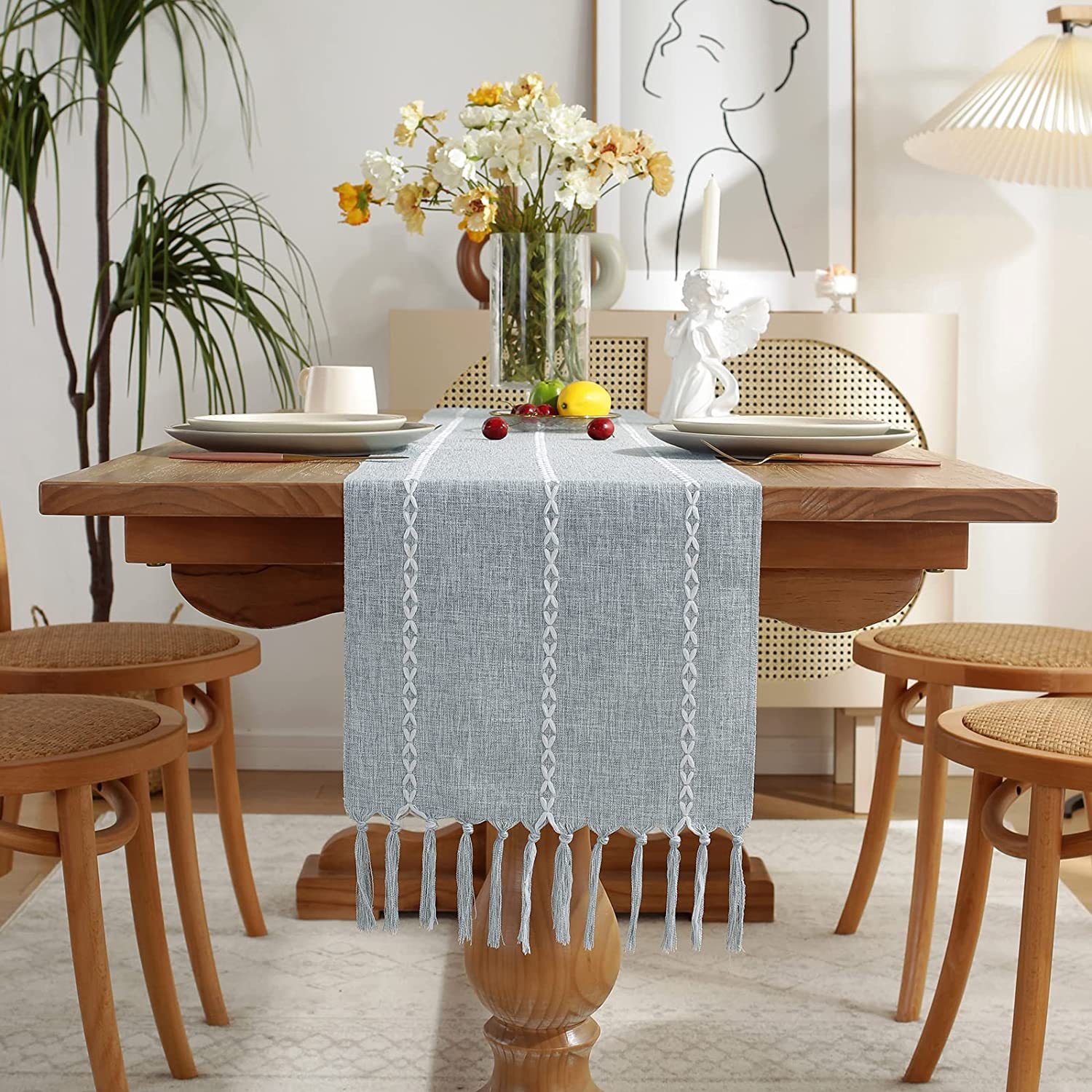New cross-border Amazon handcrafted table flag, hollowed-out American country white tablecloth, dressing table scarf factory wholesale pic 54