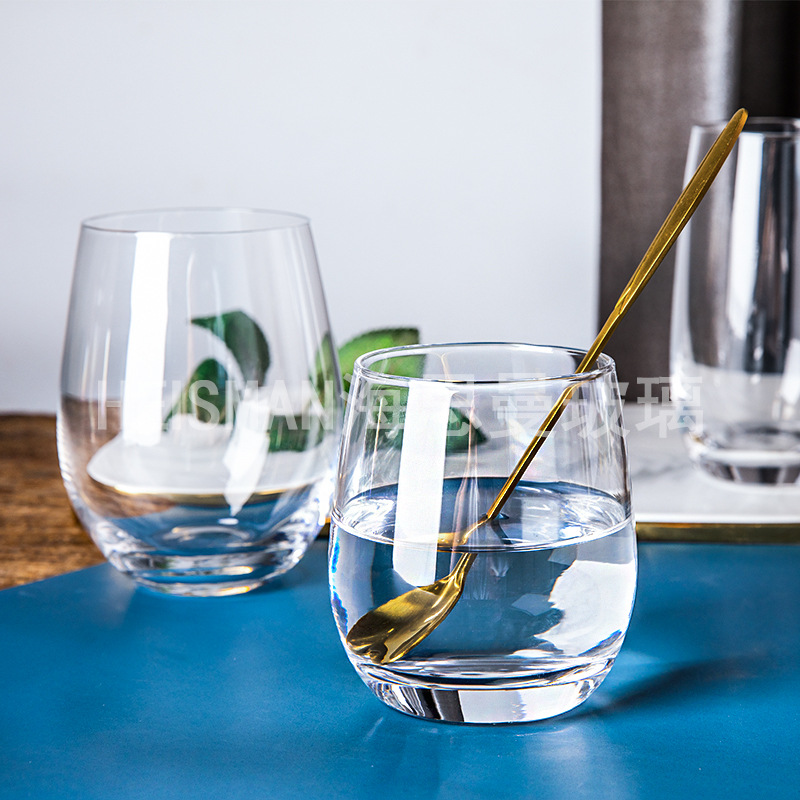 ins minimalist crystal glass cups, restaurant water cups, heat-resistant egg-shaped cups, mousse cups, large-capacity juice cups, LOGO pic 3