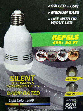 ZAPP LIGHT Rodent Control Bulb, mosquito and rodent repellent, rodent control, cockroach control, fly and mosquito control bulb pic 3