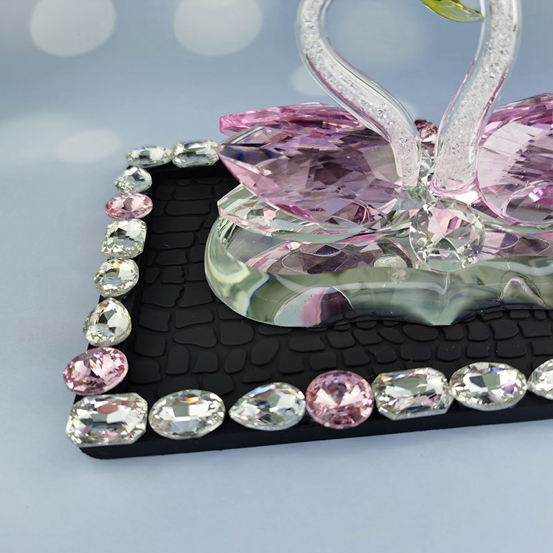 Crystal Swan Car Perfume Seat, heart-shaped romantic starry sky, brilliant pink swan, elegant and exquisite car decoration for ladies pic 3