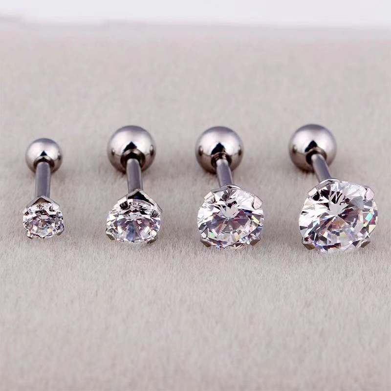 韩版金属螺纹时尚4爪锆石钛钢简约个性耳饰耳钉耳骨钉饰男女通用详情4