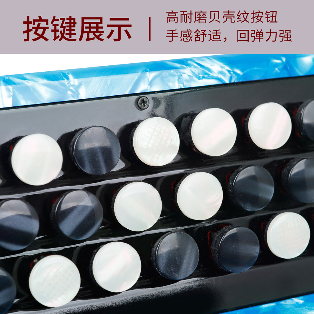 The 22-key 8-bass Bayan accordion is a student and adult keyboard instrument pic 7