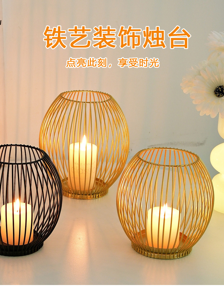 Cross-border candlestick stand, Nordic home decoration craft, dining table, ironwork display item, prop, high-end candlestick base pic 1