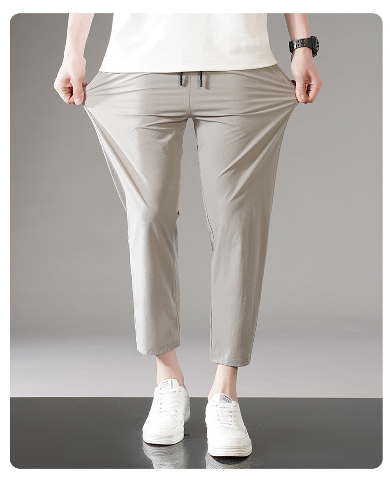 冰丝裤子男夏季新款薄款运动休闲九分裤大码宽松直筒卫裤速干男裤详情20