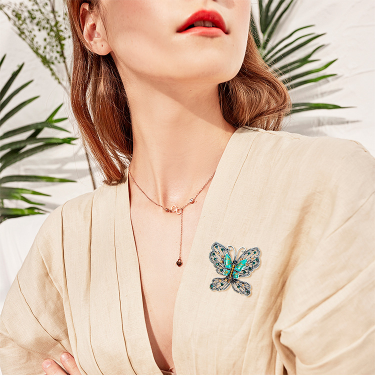 韩版新款蝴蝶胸针彩色镶钻画油昆虫动物胸花胸针女百搭西装别针详情9