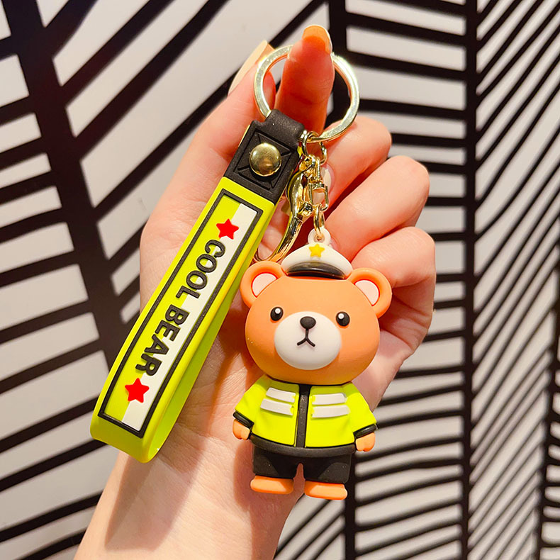 卡通小熊警察钥匙扣公仔消防员小熊包包汽车挂饰娃娃机小礼品批发详情9
