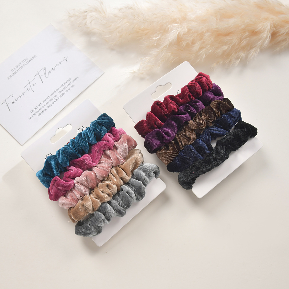 韩国东大门秋冬欧美风绒布大肠发圈 金丝绒布头圈发饰厂家批发详情2