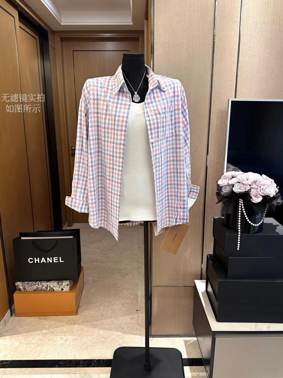 韩国女装东大门 高货2024新款复古格子长袖衬衫女防晒宽松休闲衬详情1