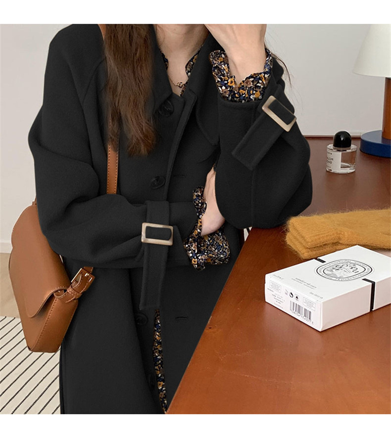 驼色毛呢外套中长款2022秋冬季韩版宽松气质双面呢羊绒呢大衣女详情5