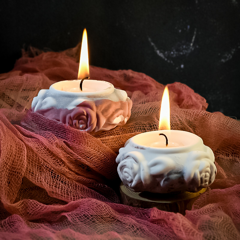 diy硅胶模具4连玫瑰烛台花朵香薰蜡烛装饰摆件水泥石膏模具详情5