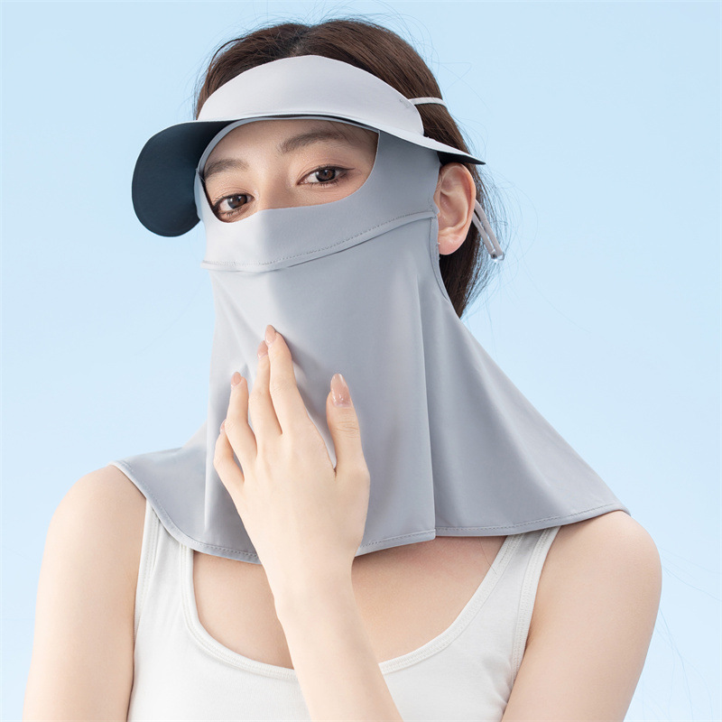 黑胶长款面罩全脸遮阳防晒口罩太阳帽子夏季骑行护颈冰丝面罩批发详情10