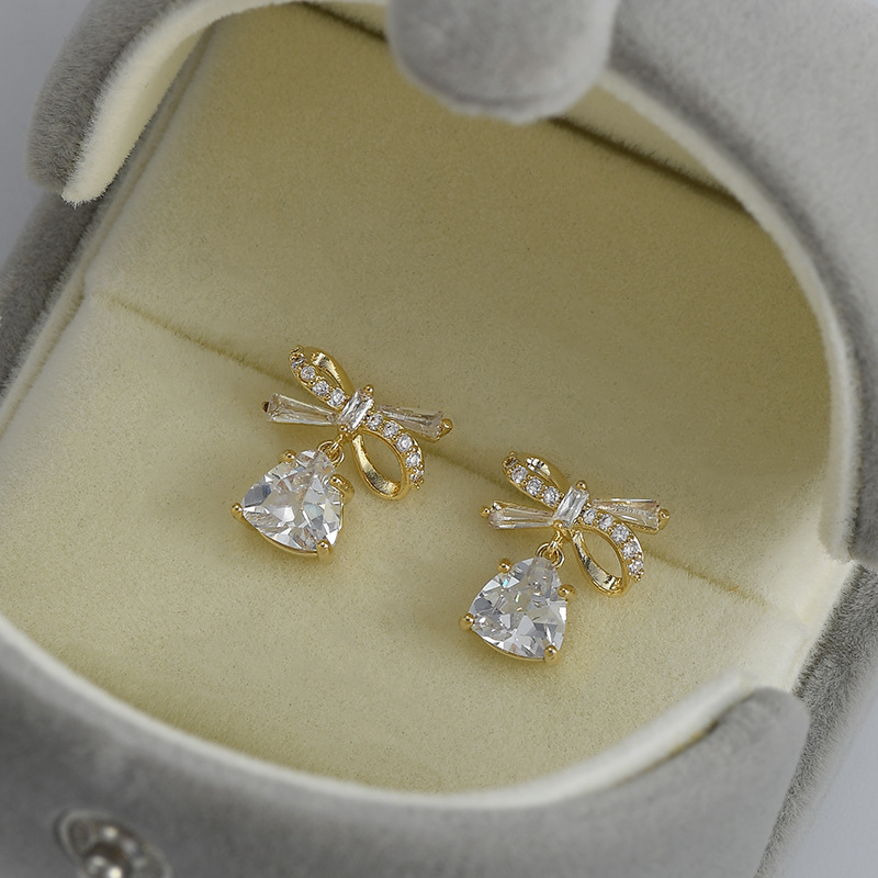 韩版时尚气质耳钉女S925银针小众设计感蝴蝶结耳饰ins风方糖耳坠详情9