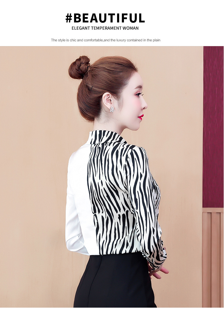 实拍20韩版宽松英伦复古时尚衬衫女缎面拼接烫钻polo领衬衣详情31