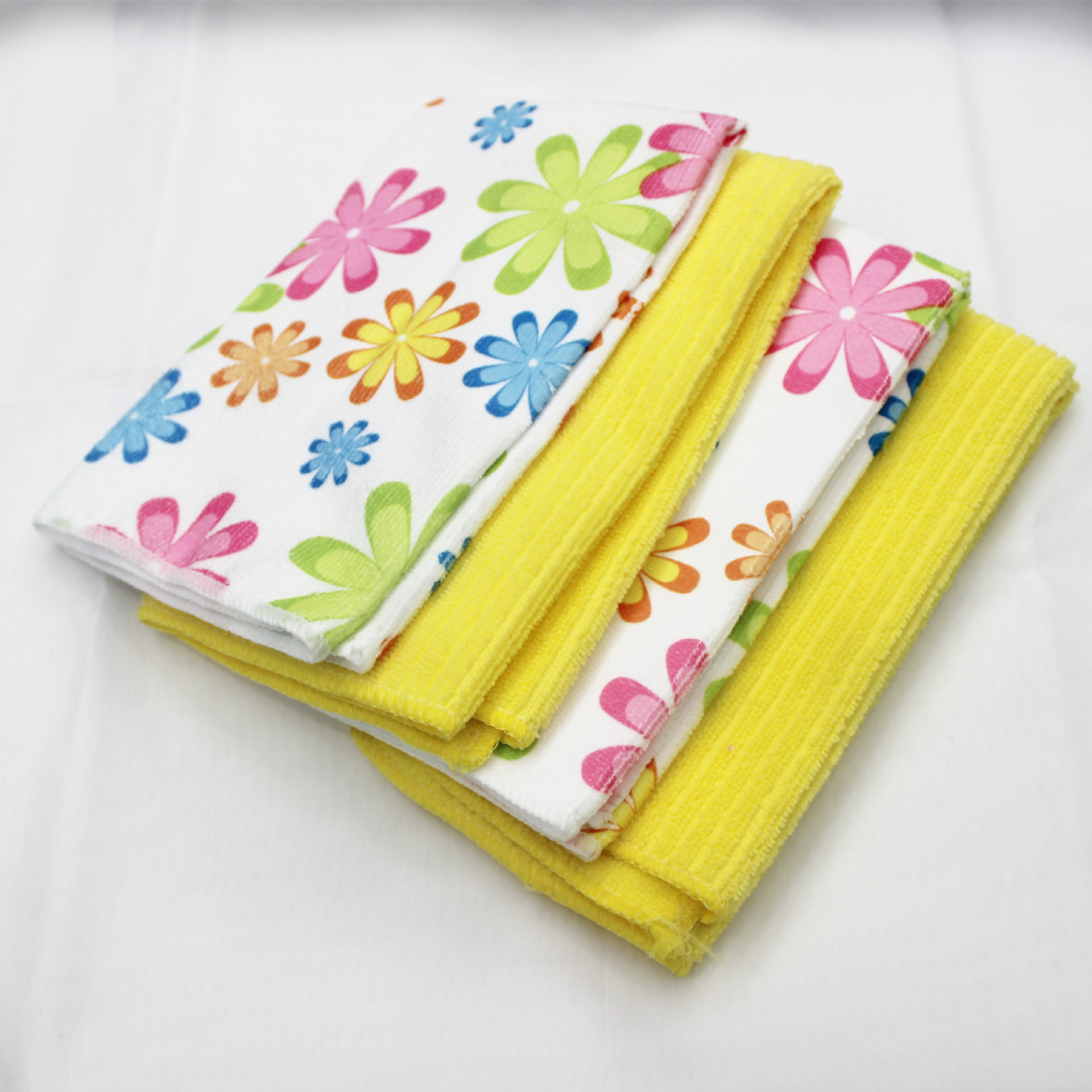 Recommended 4-piece set of Jingbai Li printed plain strip dishcloth and colored dishcloth for home cleaning pic 1